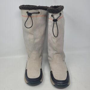 Lands End Calf High Suede Leather Sherpa Lined Womens Winter Boots Sz 7.5 99%